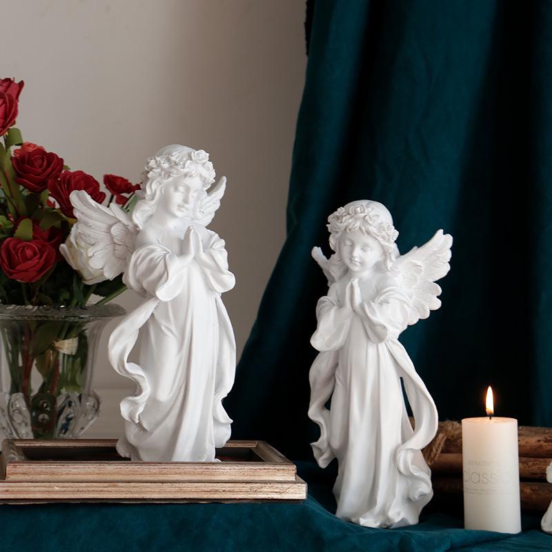 Nordic Angel Girl Sculpture - Resin Figurine for Living Room Décor