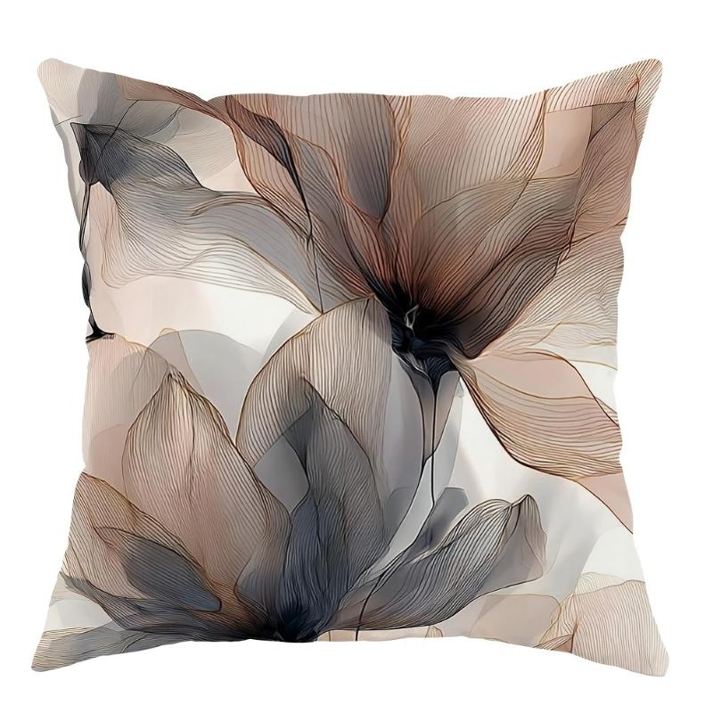 Floral Beige Brown Throw Pillow Cover One Sided Printing Decorative Cushion Cover Vintage Rustic Farmhouse Home Decorations Sofa