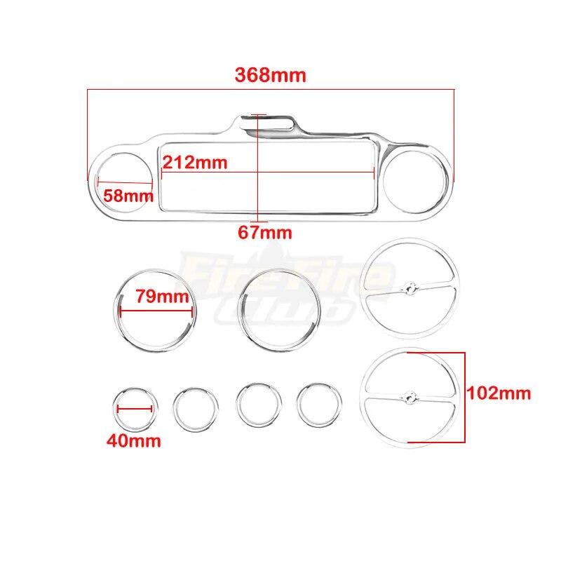 Motorcycle Accent+Speedometer+Speaker Trim Ring Set Chrome For Harley Touring Electra Street Glide 1996-2013