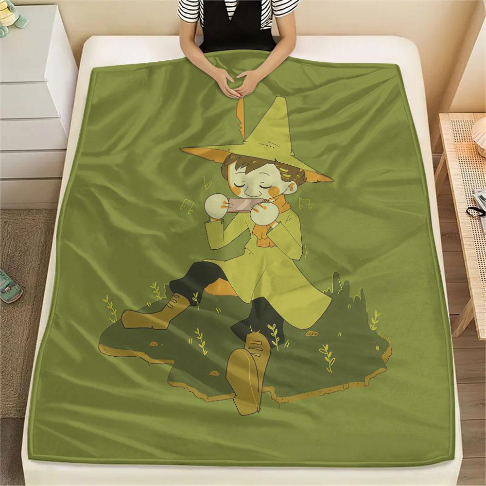 Snufkin Printed Flannel Blanket, Soft Throw for Bedroom Sofa, Washable, Fan Merchandise, Great Gift.