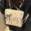 The College's Trendy Autumn Fashion Lace Sweet Schoolbag, Hand-held Double-shoulder Girls' Small Square Bag