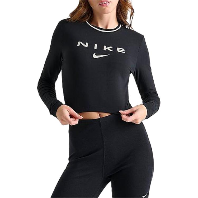 Nike Sportbekleidung Chill Knit Kurzarm Figurbetont Rundhals Sportpullover Damen Tops Schwarz FZ2859-010