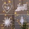 2PCS Acrylic Christmas Crystal Pendants Snowflake Wall Pendant Christmas Tree Ornaments DIY Indoor Outdoor Crystal Hanging