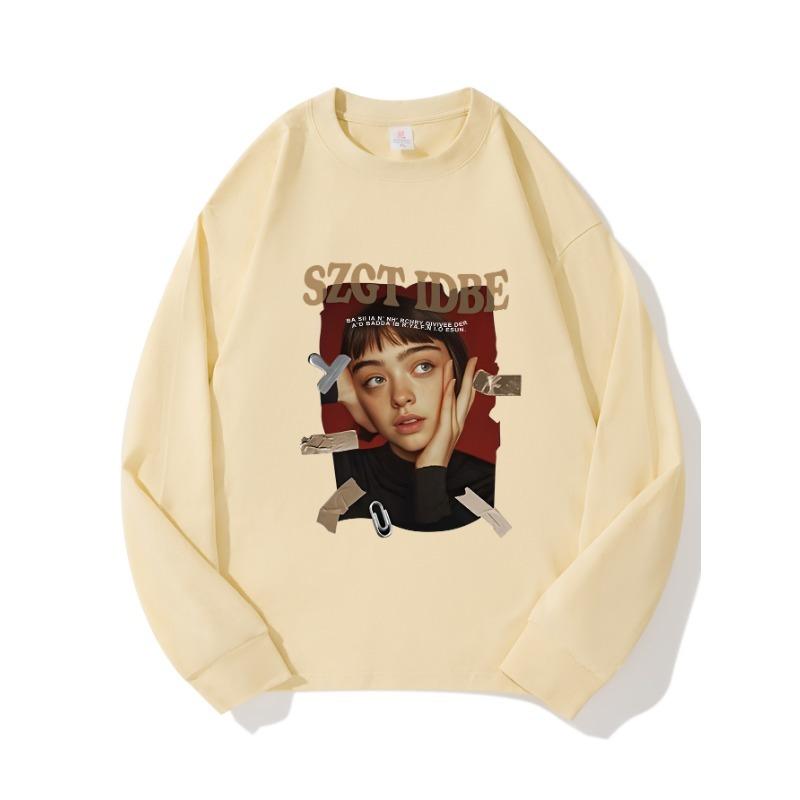 

SZCT Осенняя одежда с длинными рукавами из чистого хлопка, новый мужской и женский топ, весенний внутренний слой, базовая рубашка, футболка с круглым вырезом и длинными рукавами XXL бежевый