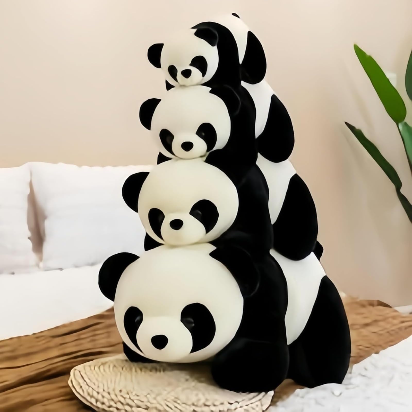 

BDHD Мягкая подушка в виде спящей панды, идеально подходящая для стульев и успокаивающего декора интерьера, подушка/поддержка спины, плюшевый дизайн, многофункциональная,