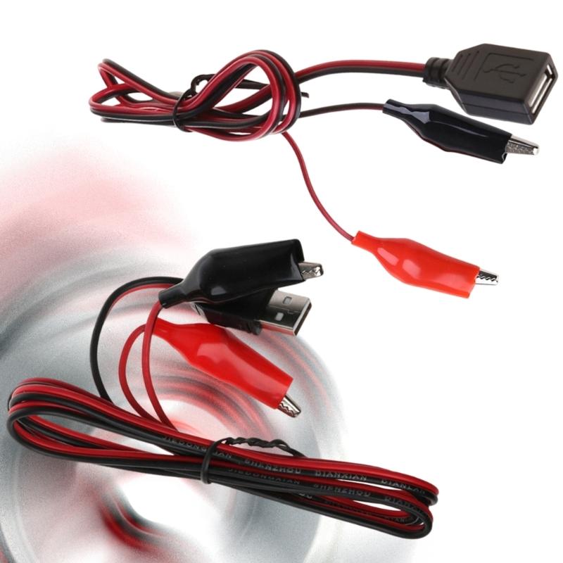 Copper USB Alligators Clip Test Leads with 5V Power Supply USB to Crocodiles Clip for Devices Charging & DIY Projects