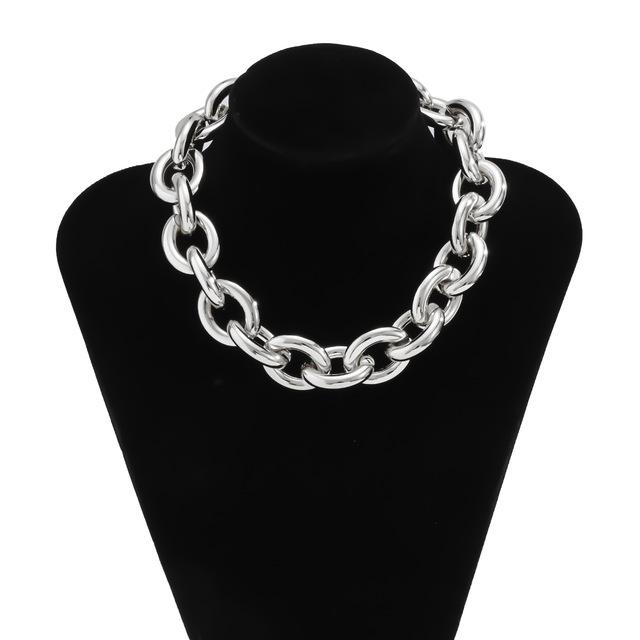 Vintage Thick Edge Cuban Gothic Necklace Women CCB Neck Collar Bone Gold Stubby Chain Necklaces Charm Party Jewelry