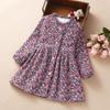 Girls' Thickened Floral Princess Cardigan Dress - Fleece-lined for Spring & Autumn