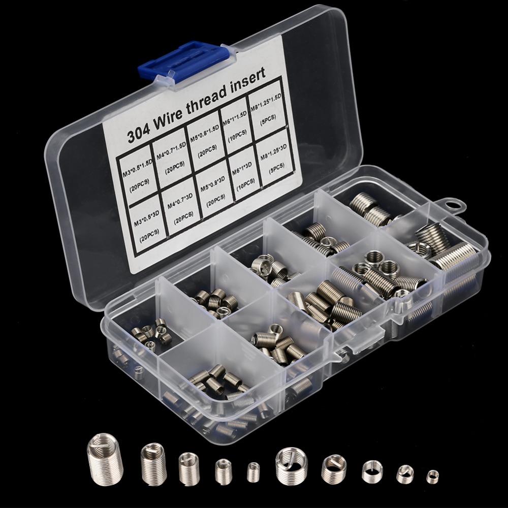 150 Pcs 304 Stainless Steel Thread Repair Insert Kit M3, M4, M5, M6, M8 Coiled Wire Design HeliCoil Type Insert