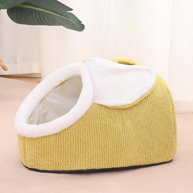 All-Season Washable Pet Bed: Cozy Enclosed Nest for Cats & Dogs Small 45x30x25cm жёлтый