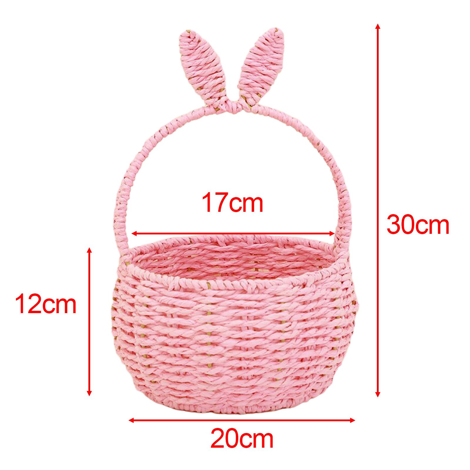 

Woven Easter Basket for Kids Easter Bunny & Egg hunt Basket for Display Vegetable Wedding Party Favors Baby Shower Gift Basket розовый