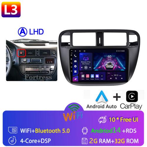Android 14 Carplay Auto For Honda Civic 1996 1997 1998 1999 2000 2001 Multimedia Car Radio Player 4G Stereo 2 Din Tape Recorder