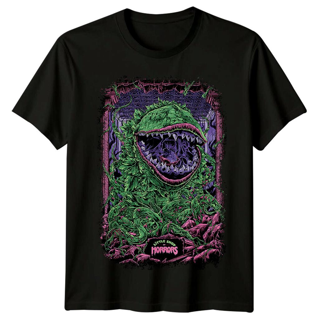 La Tiendita de los Horrores (1987) Camiseta 100% algodón inspirada en pósteres de películas para hombre. Camiseta retro unisex.