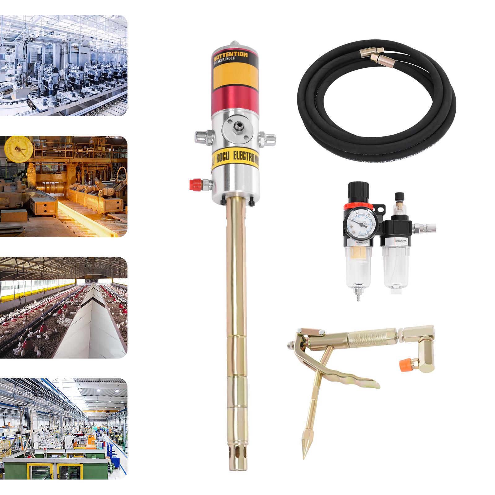 

50:1 Ratio Aluminum Air Operated Grease Pump,Gold Black Grease Pump 4m Pipe Oil Output 0.85L for Industries,Workshops