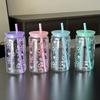 Kawaii Water Bottle Aesthetic Tumbler For Ice Coffee Juice Tea Cute Bowknot Plastic Cups With Straw Lid Portable Drinking Bottle