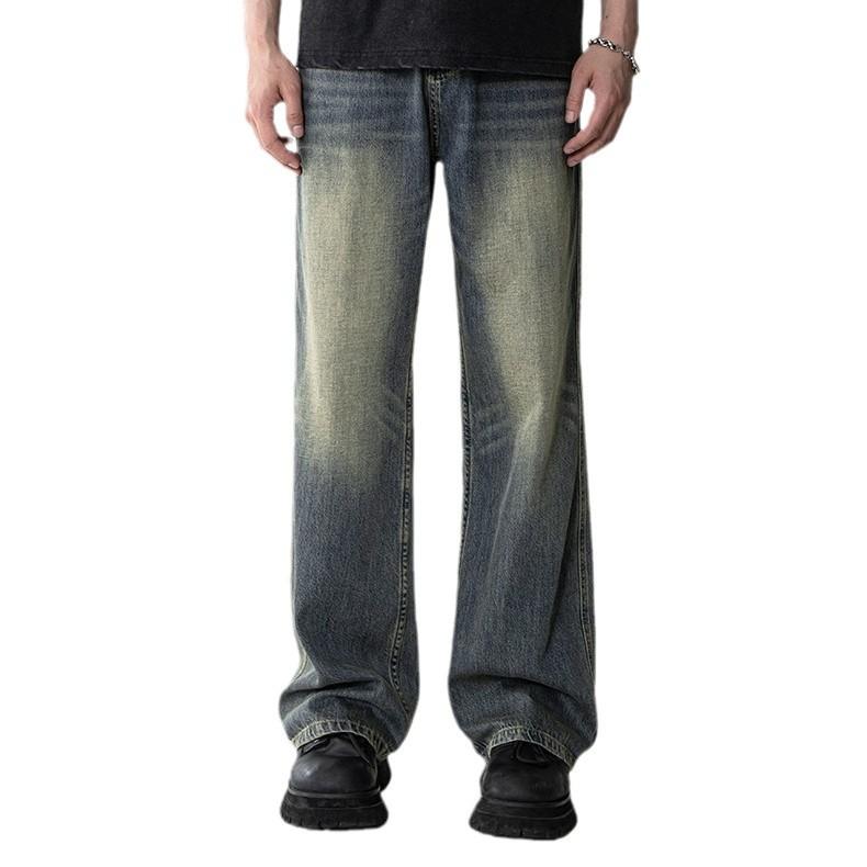 American High Street Vibe Retro Old Jeans Men's Tide Loose Straight Slightly Thin Cleanfit Long Pants