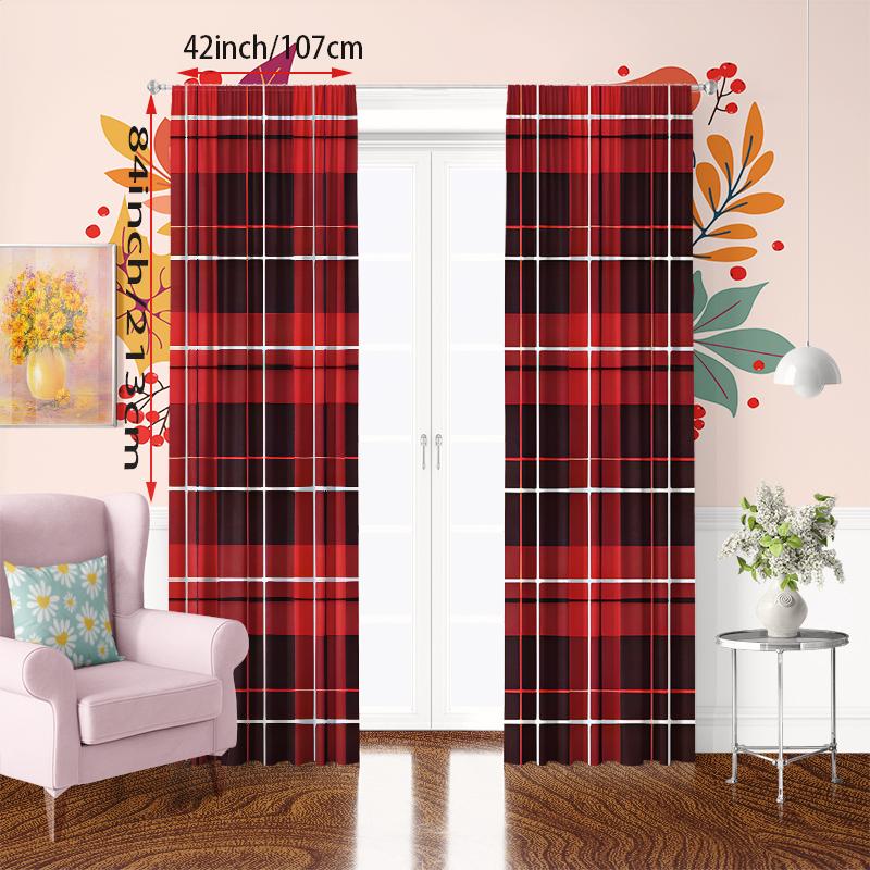 

2 шт. - клетчатые шторы с принтом - материал полиэстер - подходит для спальни, гостиной, кабинета, личного пространства 30Wx65L(76x165CM)x2