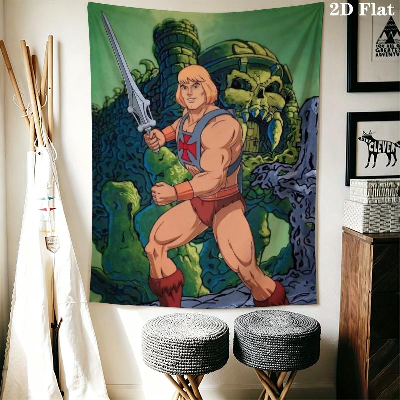 He Man Wall Tapestry Aesthetic Wall Hanging Printed Fabric Blanket Decorative Tapestries for Bedroom Living Room Home Decor