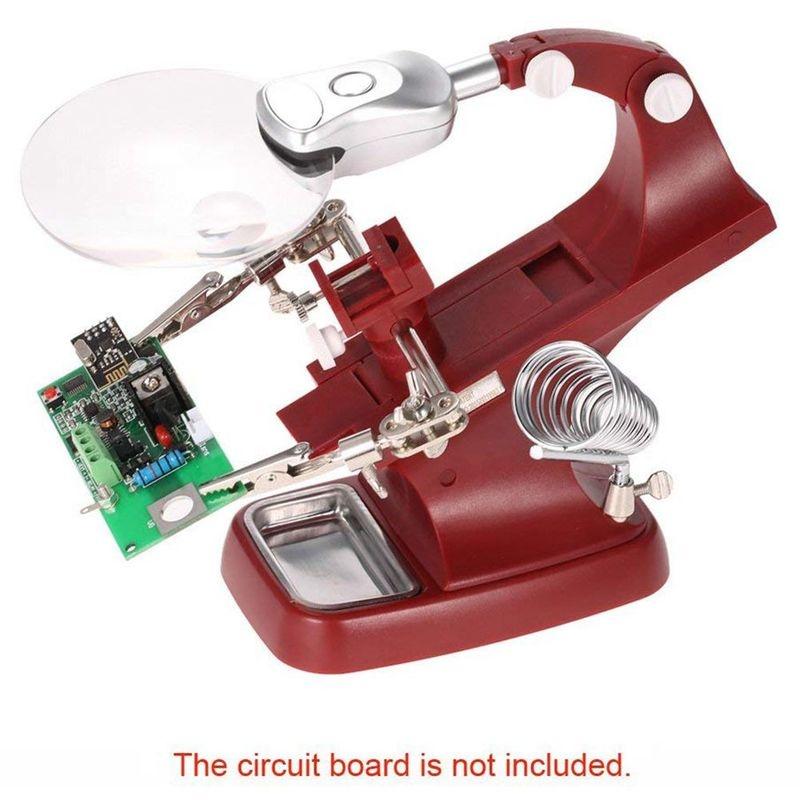 Multi-functional 3X/4.5X Welding Desktop Magnifier with 2 LEDs Alligator Clip Helping Hand Soldering Holder Repair Magnifier