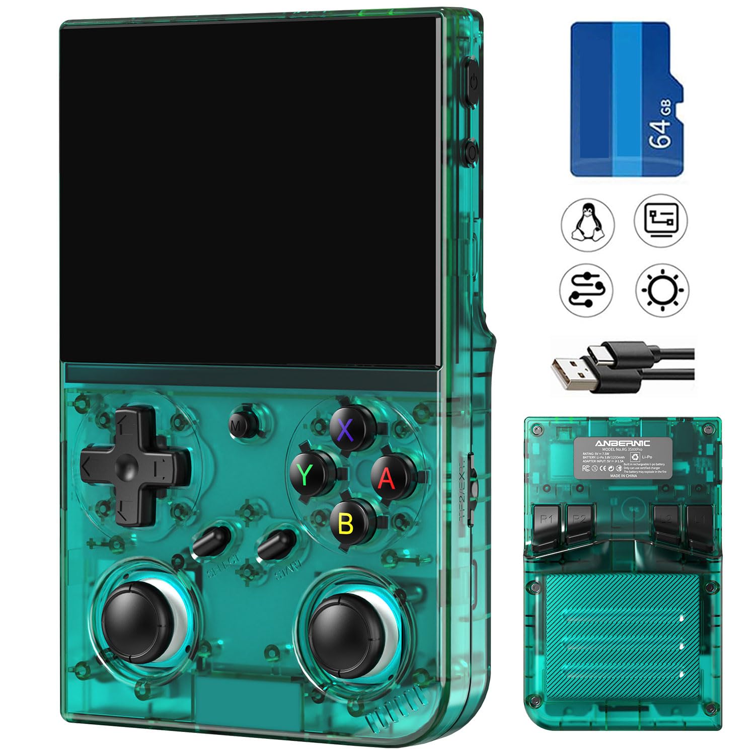 

RG35XX Pro Portable Game Console Linux System IPSOCA Full Screen Vibration Motor WiFi Online Battle PRO (RG35XX Aoto)