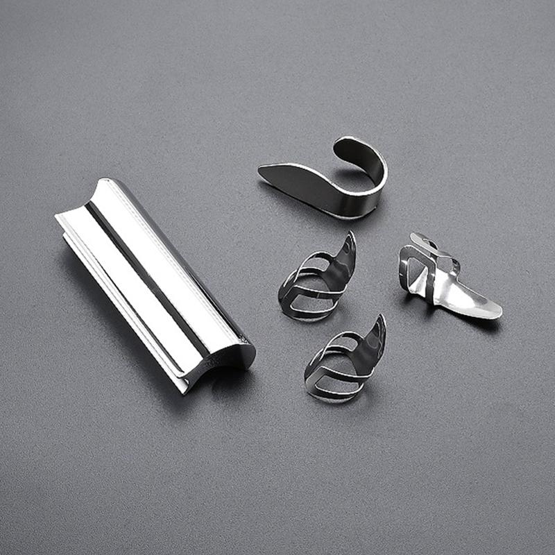 Guitar Slide Stainless Steel Tone Bar Guitar Lap Slide Tone Bar with 3Pcs Finger Picks & 1Pc Thumb Pick for Guitar Bass