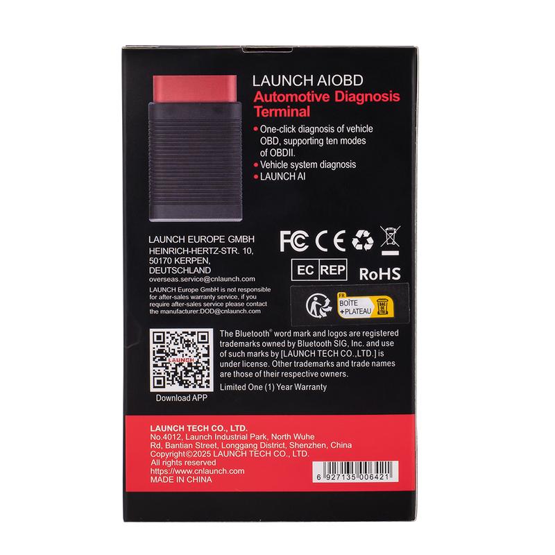 LAUNCH AIOBD Bluetooth Konektor OBD2 Skener Plná OBD Funkce Doživotně Zdarma Pro Android Pro iOS Systém Autodiagnostické Nástroje