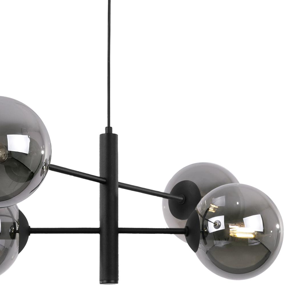 Vicenza Black Hanging Lamp 4-Flat Graphite Lampshade E14