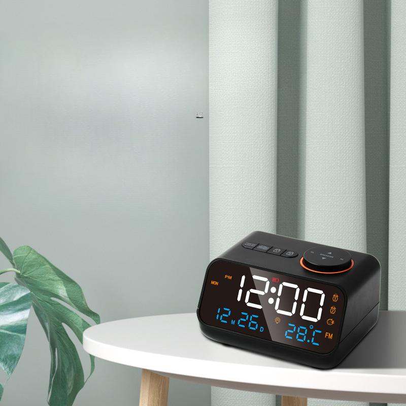 Temperature and Humidity Clock Perpetual Calendar LED Charging Clock Control FM Radio Alarm Clock