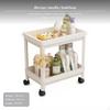 3Tier Plastic Storage Rack, Rolling Floor Shelf, Bathroom Kitchen Organizer Pearl White 2Tier