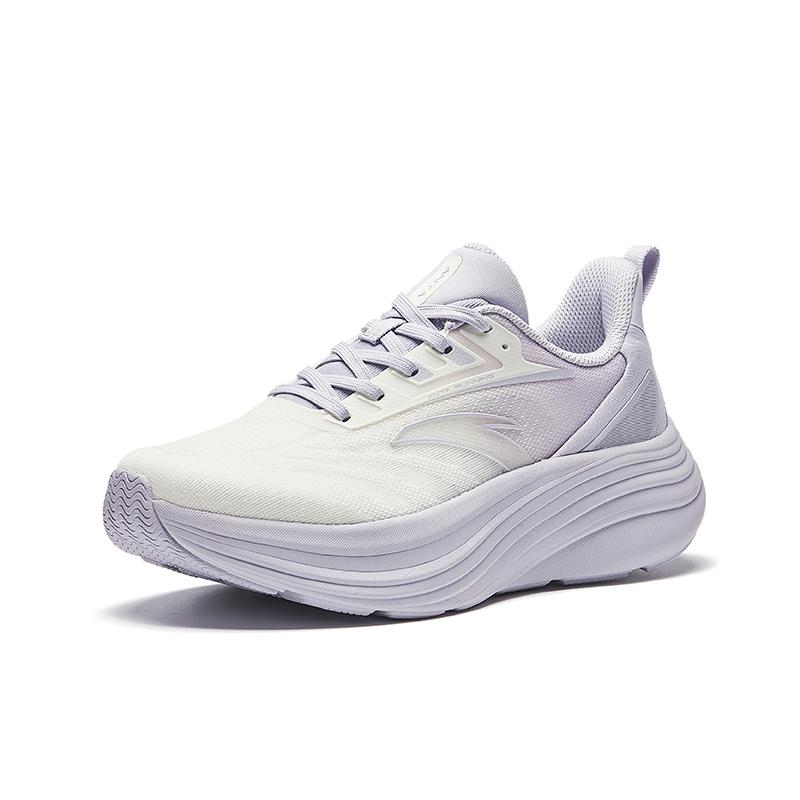 Anta Thick Sole Comfortable Versatile Height Increasing Breathable Low Top Casual Running Shoes Women sneaker Light-Purple Gray 922435510-2