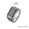 Unique Geometric Patterned Stainless Steel Ring Inlaid Black Zircon Chunky Rings for Men Charm Fashion Finger Jewelry Size 7-12