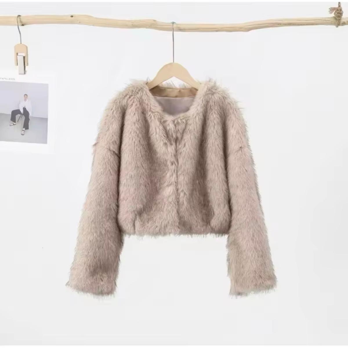 

Женское искусственное меховое пальто осень-зима высококачественное пушистое короткое пальто искусственный мех куртка женская меховая модная куртка M