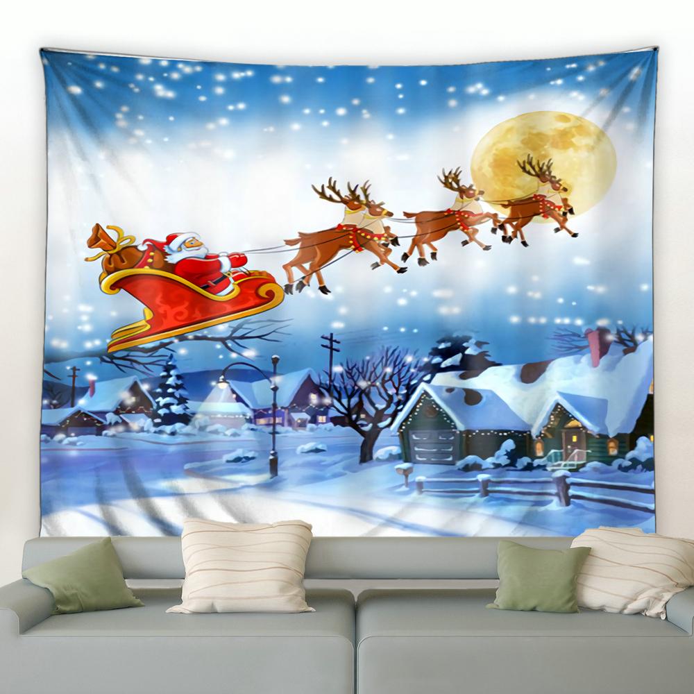 Домашний декор гобелен Санта-Клаус Снеговик Рождественский настенный гобелен Праздничная — фото 5