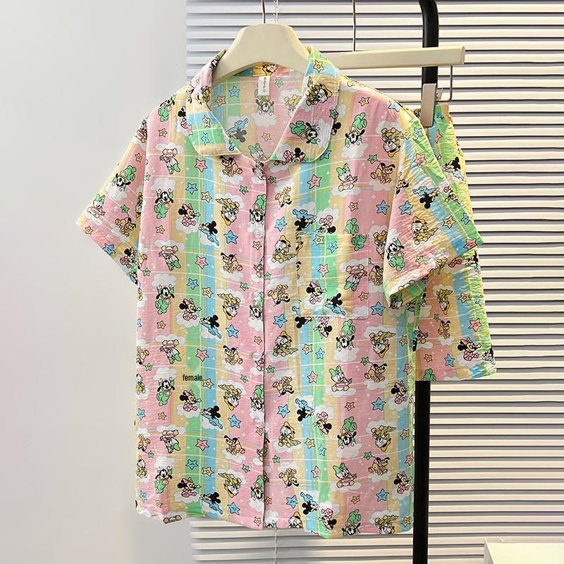 Women s Plus Size Short-Sleeve Cotton Cardigan Pajama Set M-L