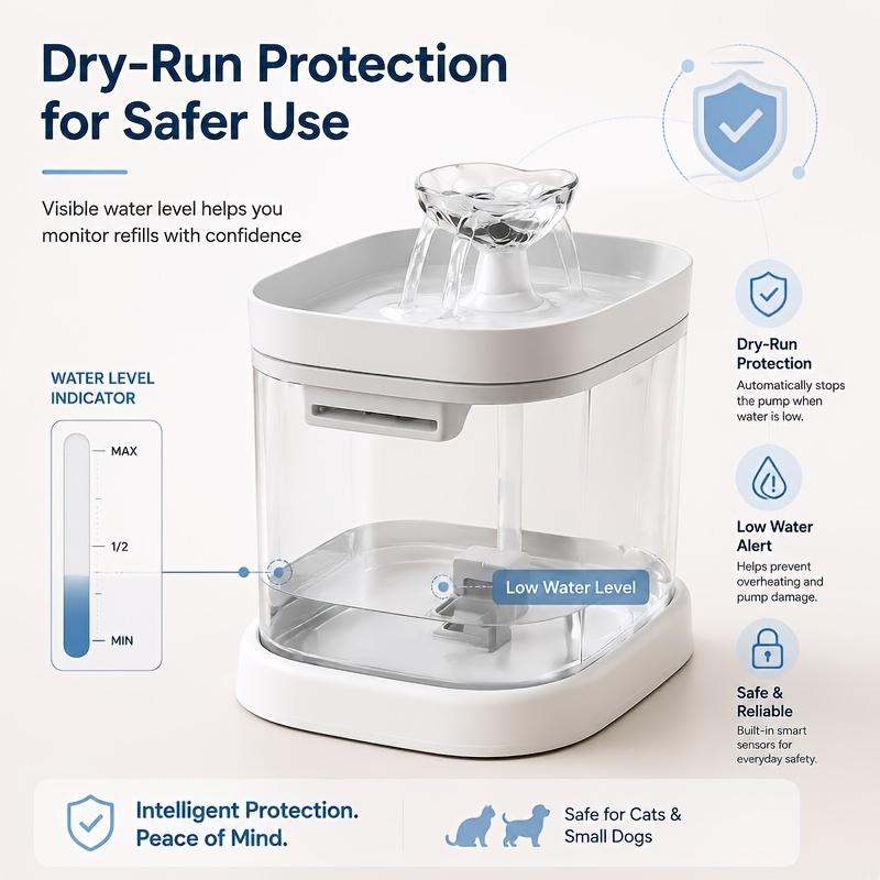 60.87oz Large-capacity pet water dispenser, automatic circulating water bowl for cats and dogs, a must-have for lazy people, silent water pump