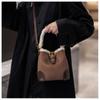 Light Luxury Fashion Women's Shoulder Bags High Quality PU Bag Body Plush Handle Ladies Messenger Bag Casual Retro Female Bucket Bag Mother's Day Gift