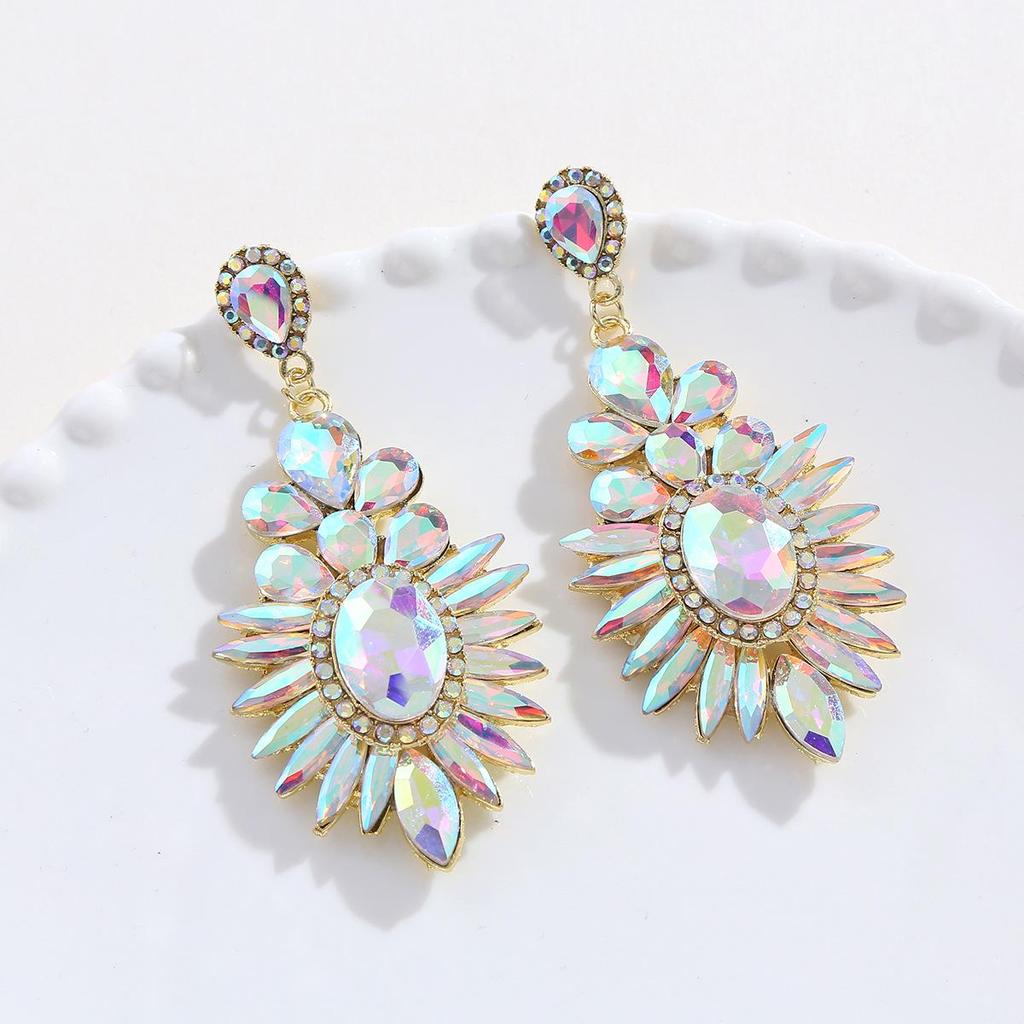 Exquisite Crystal Rhinestone Oval Drop Earrings for Women - Elegant Wedding & Event Jewelry