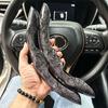 2PCS Universal Round Car Steering Wheel Cover Winter Fur Warm Carbon Fiber Leather Anti-slip Protective Case Luxury Accessories