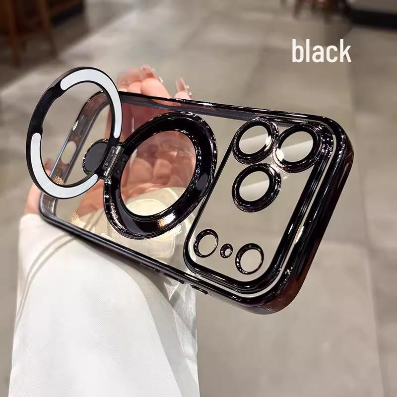 Magnetic Ring Stand for iPhone 17/16 Pro Max Electroplated Soft Case