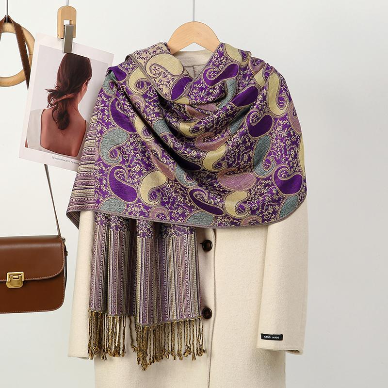 Foulard Paisley Imprime Design Hijabs Pour Femme Cachemire Pashmina Chale Dame Enveloppement Chaud Hiver Foulards Femme