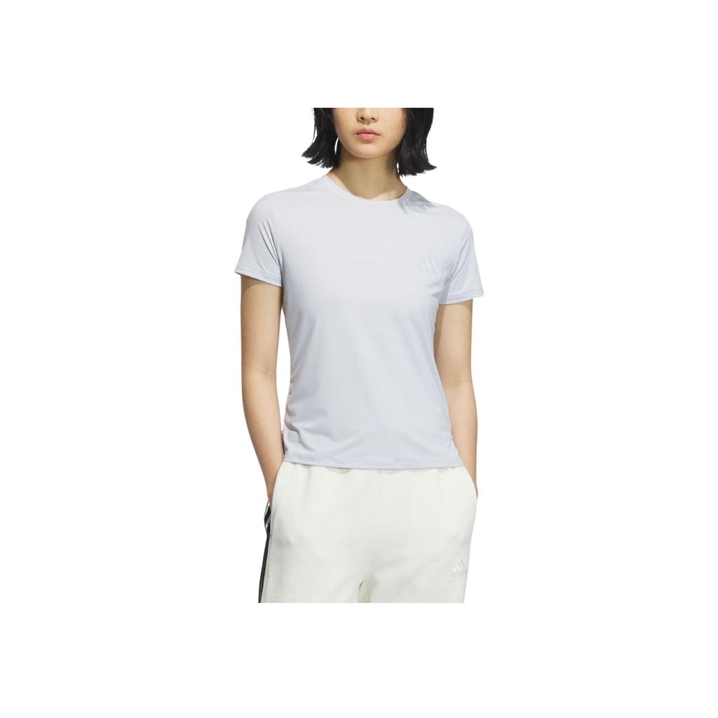 Adidas Casual Comfortable Fashionable Simple Versatile Short Sleeve T-Shirt Women Tops Light-Blue KC1487