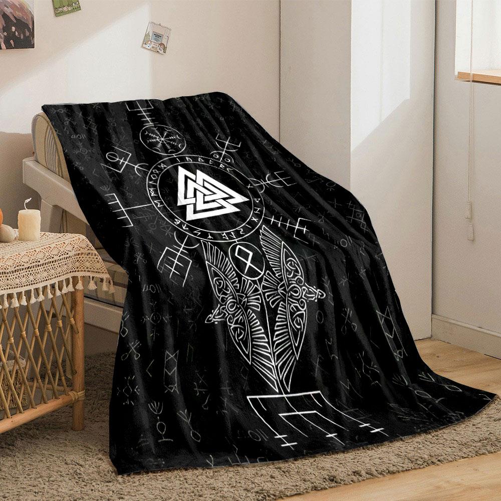 Viking Runes and Valknut Design print blanket soft and cozy perfect for the living room bed sofa or a nap,gift