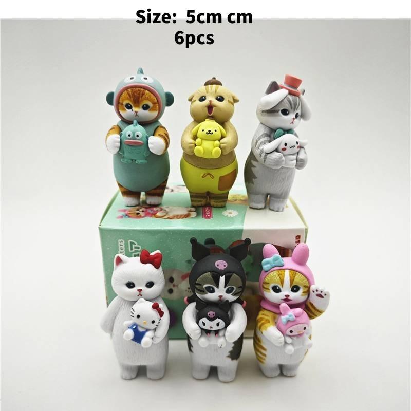 Кот Лаки Сэнди Х Sanrio Блайнд Бокс Кот Куроми ПВХ Фигурка Игрушка Коллекционная 6 Котов 5см/166г