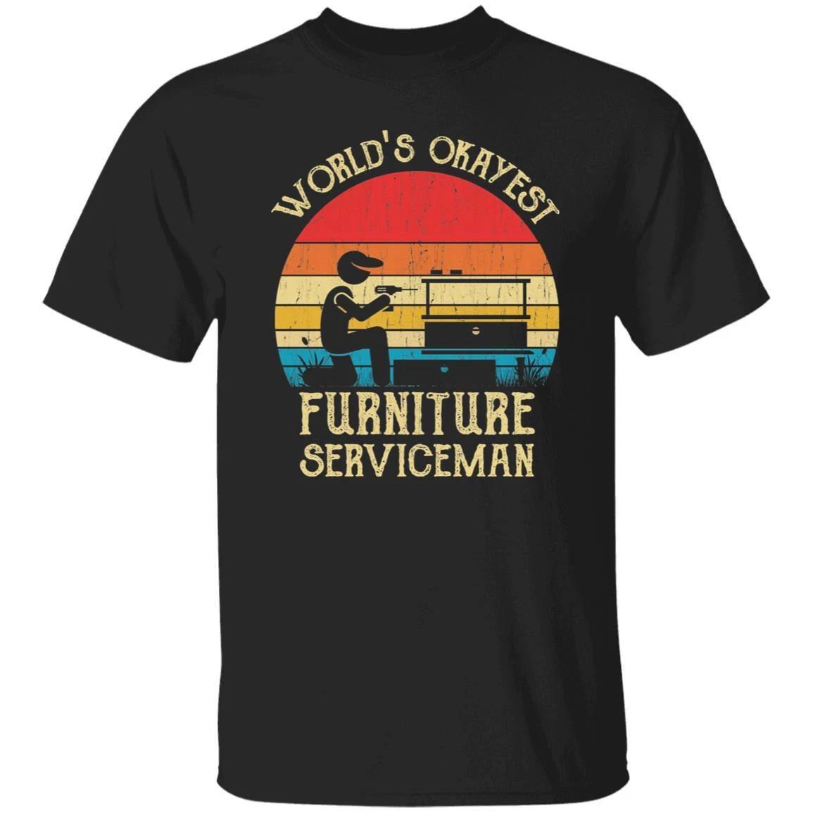 Furniture serviceman Unisex Shirt World s Okayest Carpenter retro tee Black S