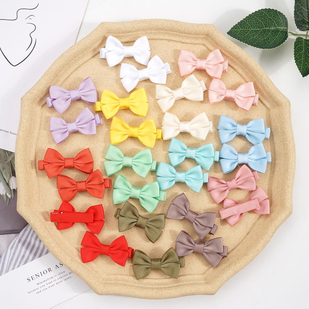 Bulk 20PCS Kids Hair Bows Clips! 10 Pairs Non-Slip Wrapped Edges, Durable Poly-Cotton Mix (30% OFF) - School/Party Hair Access