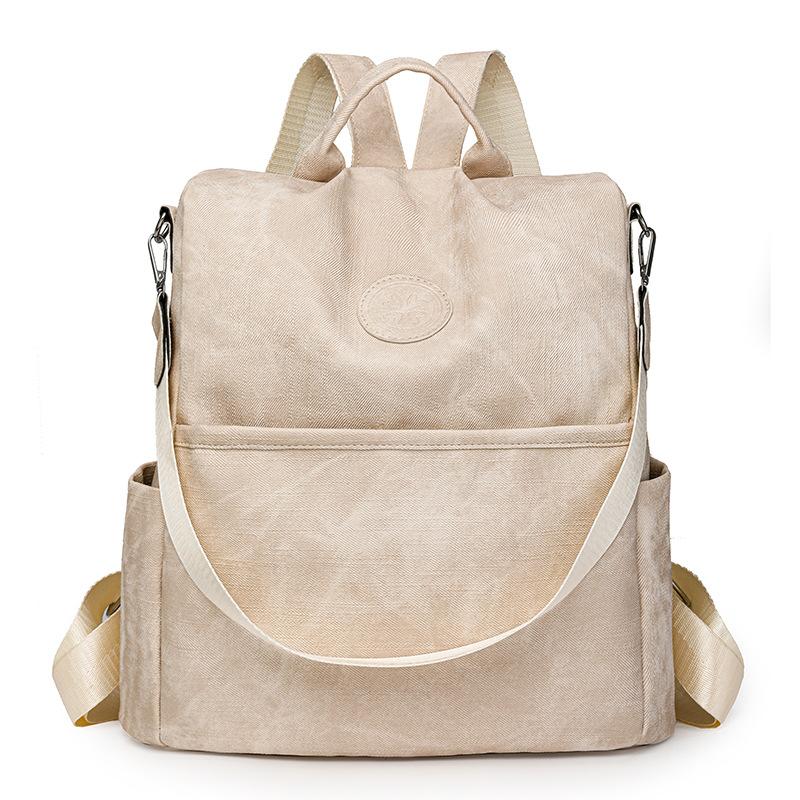 

Рюкзак из искусственной кожи большой емкости, женский многофункциональный рюкзак, однотонная дорожная сумка бежевый