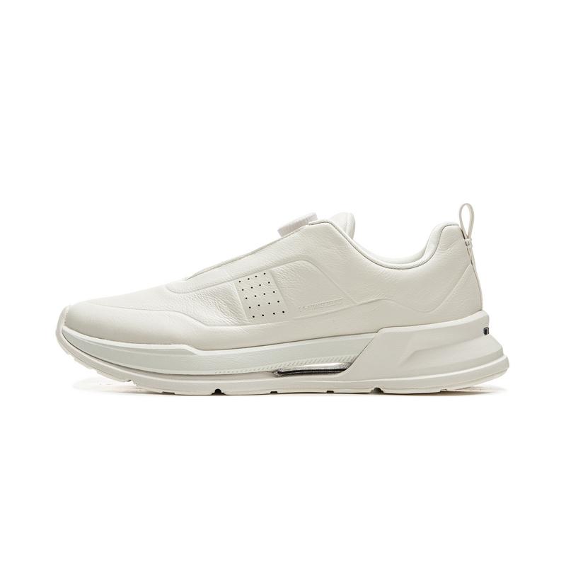 Li-Ning 1990 Commuter Series Fashion Comfortable Wear-Resistant Shock Absorbing Low-Top Casual Running Shoes Men sneaker Beige ALLU013-1