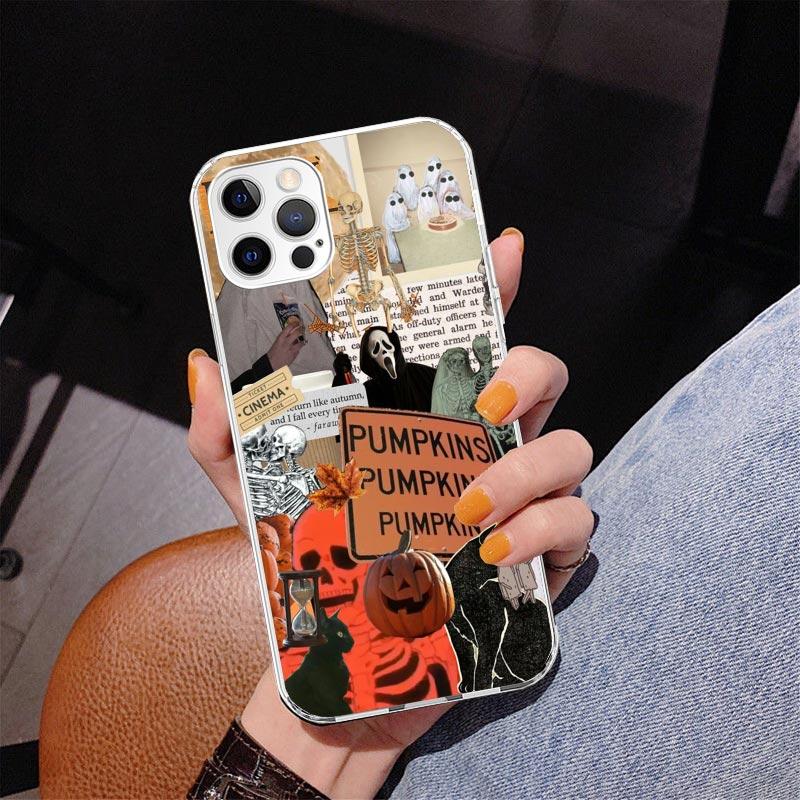 October Fall Halloween Spooky Pumpkin Phone Case For iPhone 17 Air 16 Pro Max 16E 15 + 14 Plus 11 12 13 Mini 7 8 SE Gift Print C