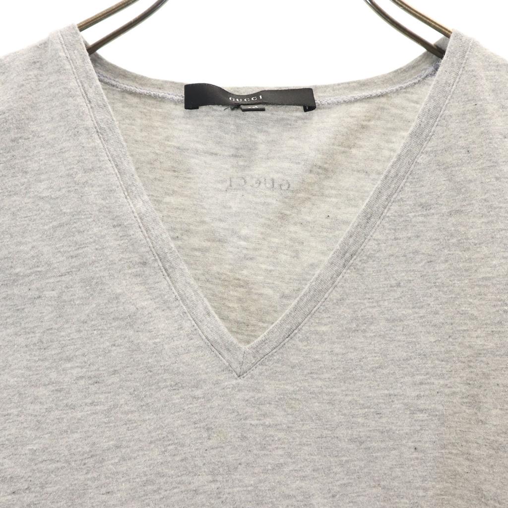 GUCCI made in Italy Short sleeve V neck T-shirt M gray Women Used