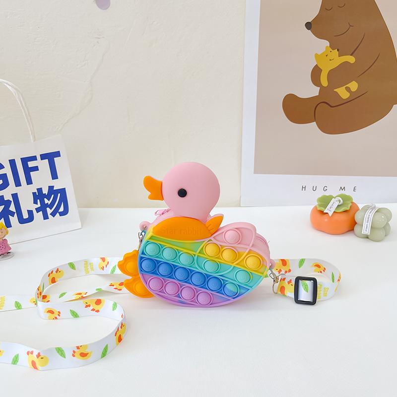 Dziecięca urocza urocza torba listonoszka z kaczką kontrola szczurów pionier prasy uszczypnięcie muzyka silikonowa torba dziewczynka małe dziecko dziecko torba na drobiazgi